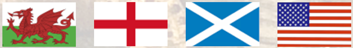 Welsh, scottish, english, american flags